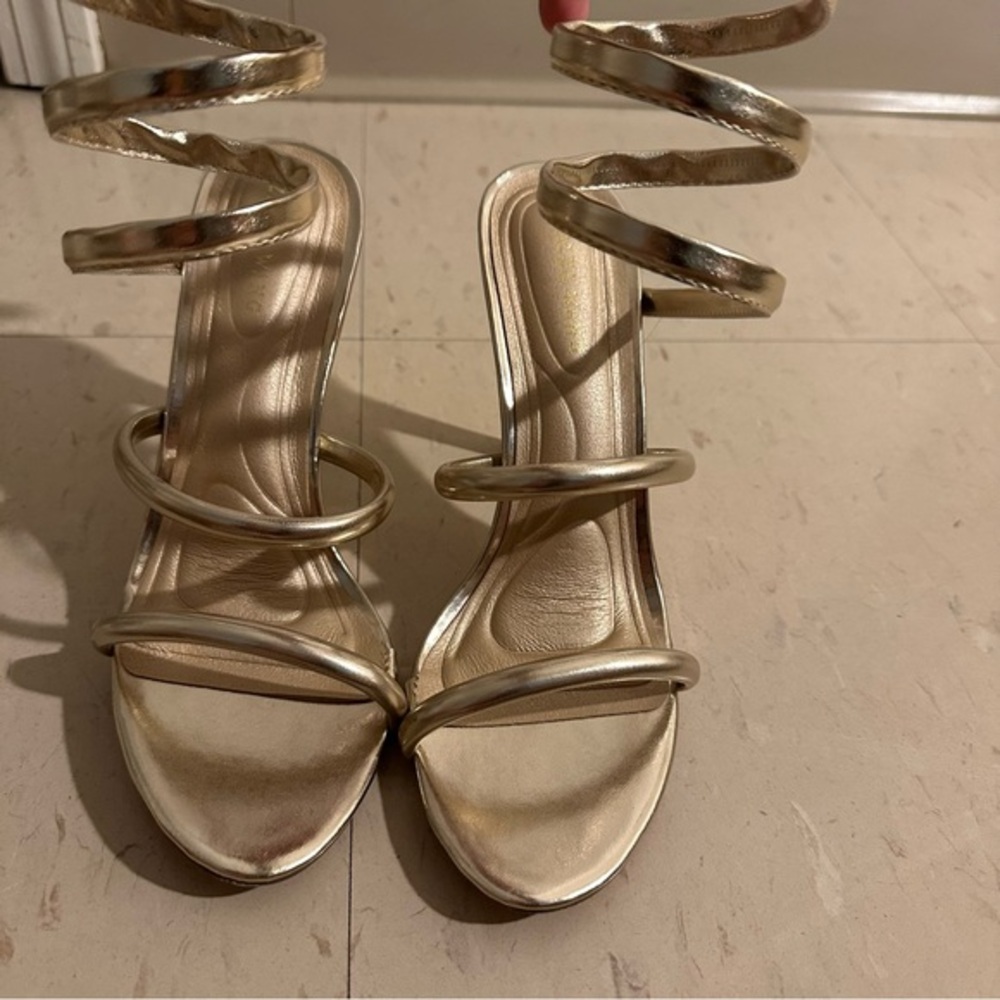 Elegant Gold Strappy Heels